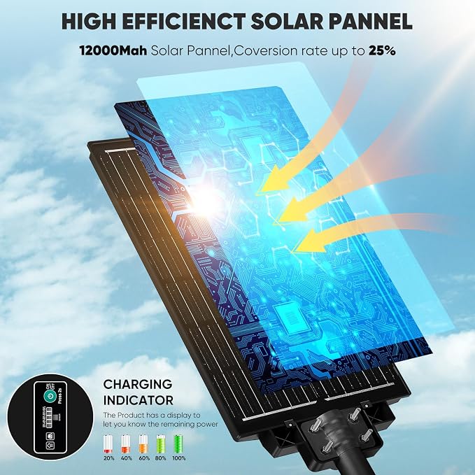 2 Pack 26" Large Solar Street Lights Outdoor Waterproof - 9000W 120000LM Solar Powered Parking Lot Light Dusk to Dawn,Motion Sensor Commercial LED Solar Flood Lights Remote Control