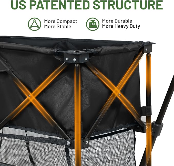 TIMBER RIDGE 400L Large Capacity Folding Double Decker Wagon with Brakes, 54" Extra Long Extender Wagon Cart, 450lbs Heavy Duty Collapsible Cart, All-Terrain Big Wheels for Camping, Sports, Shopping