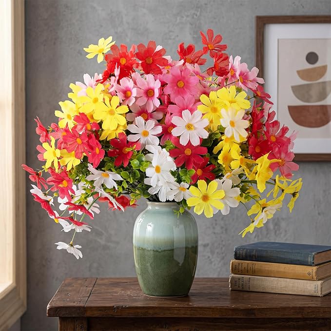 Thiccywoov 48 Bundles Artificial Flowers for Outdoors UV Resistant, Faux Greenery Flowers for Porch Planters Patio Window Box Farmhouse Garden Decor