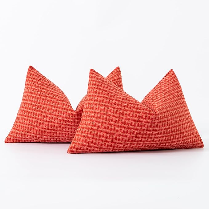 Kevin Textile Valentines Outdoor Waterproof Throw Pillow Covers Pack of 2 Farmhouse Decorative Cushion Covers for Garden Patio Tent Balcony Bench Couch Sofa 12x20 Inch, Red