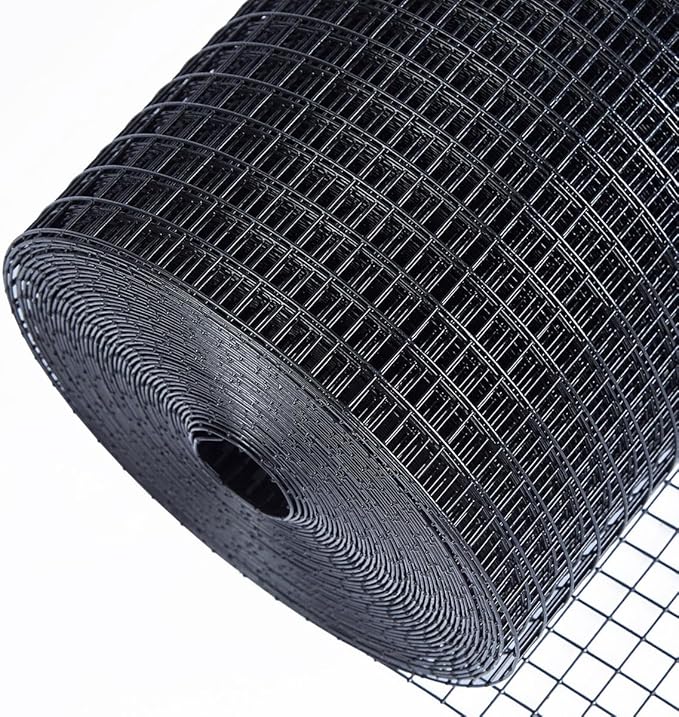 HORCH Black Hardware Cloth 1/4 inch 48 x 50 ft 23 Gauge, Wire Mesh Roll, Chicken Wire Fencing, Garden Fencing, Welded Wire Fence Roll, Gopher Wire, Chicken Coop/Run Wire, Rat Wire, Mesh Wire Fence