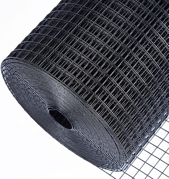 HORCH Black Hardware Cloth 1/2 inch 72 x 100 ft 19 Gauge, Vinyl Coated Wire Mesh Roll, Chicken Wire Fence Roll, Chicken Wire Mesh, Welded Wire Fencing, Garden Fence, Tree Guard, Cage Wire, Wire Cloth