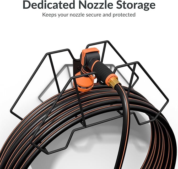 Giraffe Tools Garden Hose Holder Wall Mount-Metal Water Hose Hanger for Outside,Holds 150FT Hoses,Durable Hook for Garden