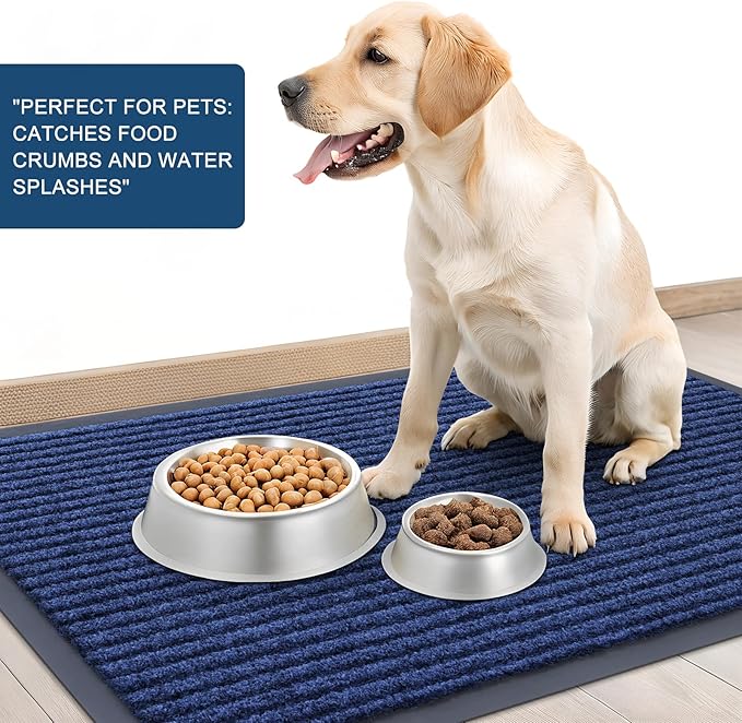 OLANLY Front Door Mat Indoor Outdoor Entrance, 2-Pack 59 x 23 Inch, Waterproof Heavy Duty Doormat, Fade Resistant, Low Profile, Easy Clean Patio Porch Welcome Floor Mats for Entry, Blue
