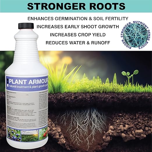 GGO Plant Armour – Natural Plant Disease Control & Growth Promoter with Chitosan – Concentrated Solution for Lawns, Potted Plants, Fruits, and Vegetables – Easy-to-Use, Non-GMO, Made in USA
