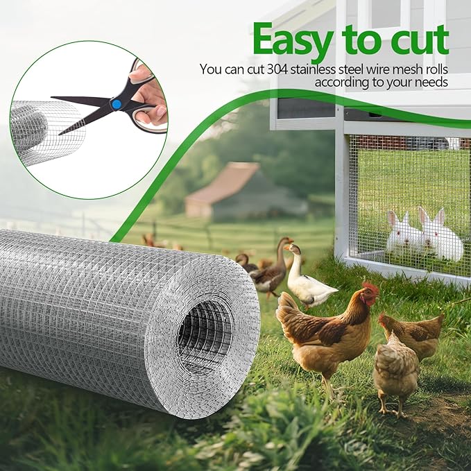304 Stainless Steel Hardware Cloth 1/4" Large Size 23 GA 40in×98ft Roll | stainless hardware cloth 304 rust resistant heavy duty easy to cut