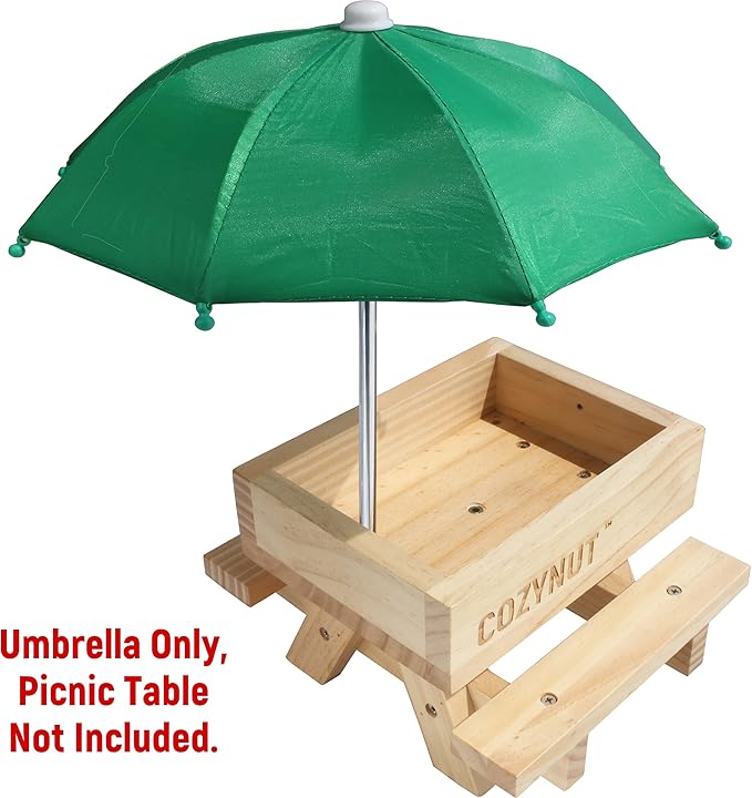 Replacement Mini Umbrella for COZYNUT Squirrel Feeder Picnic Table (Green)