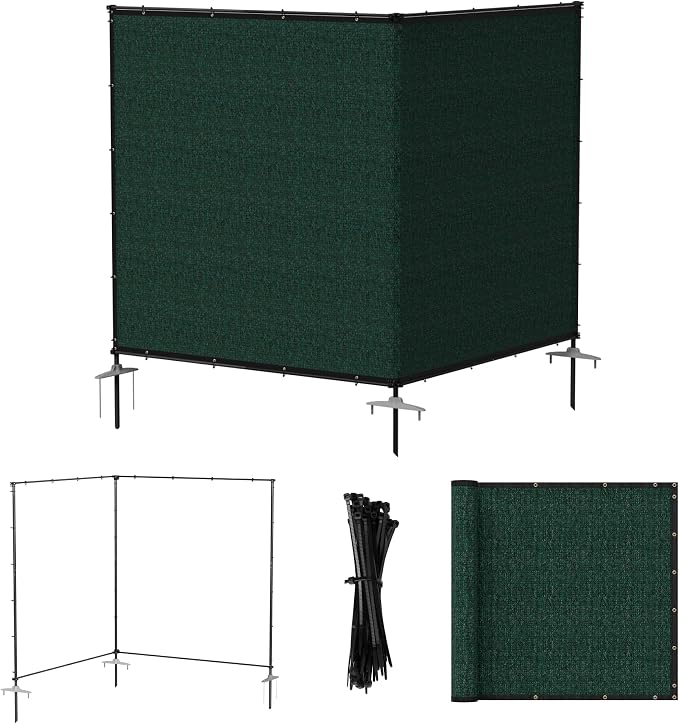 Bynbbur 6'x12' Outdoor Privacy Screen Freestanding with Iron Poles and Stakes, Temporary Dog Fencing, Backyard Divider, Metal Garden Fence for Pool Patio Barrier Border, Green