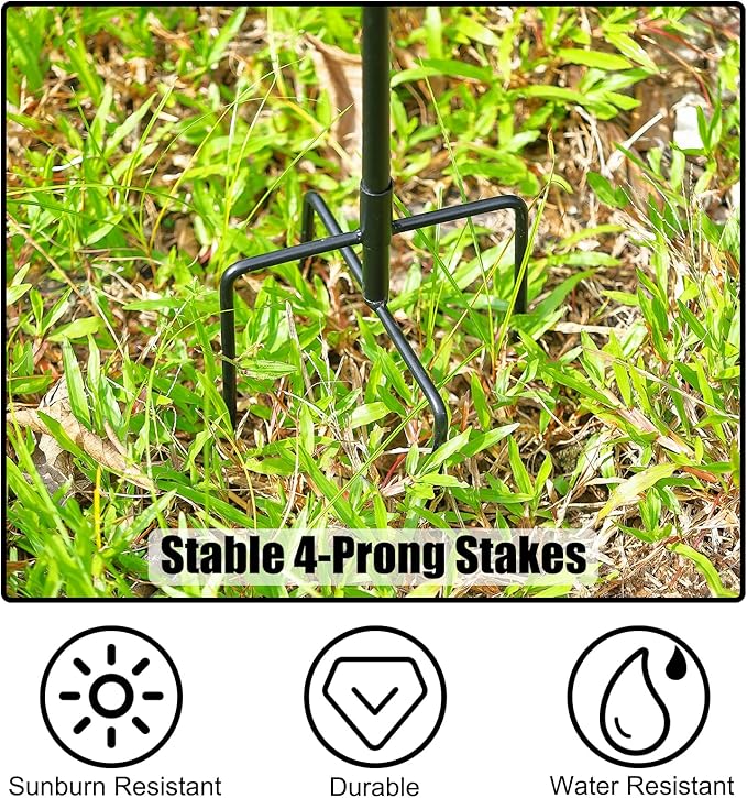 44" H Bird Bath and Feeder for Outside, 3 in 1 Metal Birdbaths for Outdoors, with 4-Prong Stake Base for Outdoors Yard Garden Patio, Black
