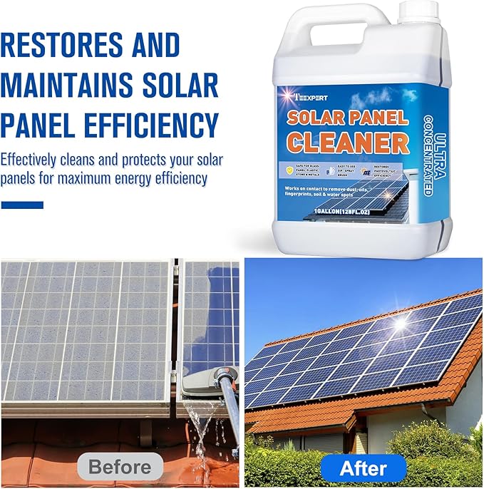 Teexpert Solar Panel Cleaner (1Gallon Makes 600 Gallons), Ultra Concentrated Glass & Solar Panel Cleaning, Streak-Free Quick Dry Remove Dirt, Dust, Droppings, Oils, Fingerprints & Water Spots