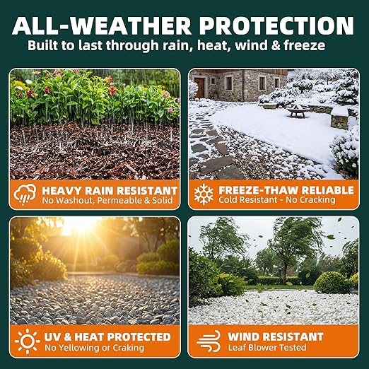 JDiction Mulch Glue for Landscaping - 1.3 Gallon Intertek Certified Safe Rock Glue, 10X Mega Strength Gravel Binder for Rubber Mulch, Pebbles & Stone, No White Residue, Water Permeable, Lasts 2 Years