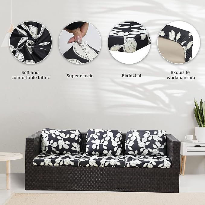 BIETYONE 8Pcs Stretch Patio Cushion Covers,Outdoor Couch Covers Replacement,Outdoor Couch & Sofa Slipcovers,for Patio Furniture Cushion Covers,Washable Reusable urniture Protector(Patch,8PCS)