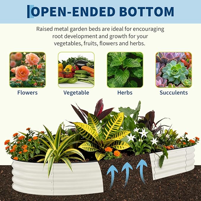 GarveeLife 10x4x1.5 ft Galvanized Raised Garden Bed - 18“ Tall Metal Planter Box for Vegetables, Flowers, Herbs, Rust-Resistant Outdoor Garden Box, Easy Assembly Raised Beds for Gardening, Beige
