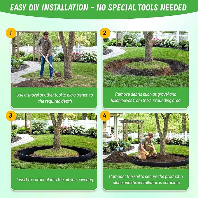 Convivium Tree Root Barrier Roll, 60mil Recycled HDPE Root & Bamboo Barrier for Landscaping, Heavy-Duty Root Blocker for Sidewalks, Driveways & Garden Edging (17in x 30ft x 60mil)