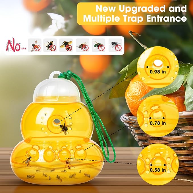 2 Pack Wasp Traps Outdoor Hanging Yellow Jacket Trap Carpenter Bee Traps for Outside, Hornet Trap Plastic Bee Catcher Wasp Killers for Garden Farm