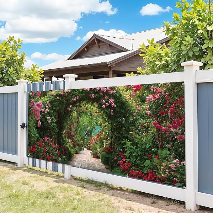 6 * 13FT Summer Garage Door Cover Decorations Flower Garage Door Banner for Outdoor Indoor Summer Party Photography Backdrop
