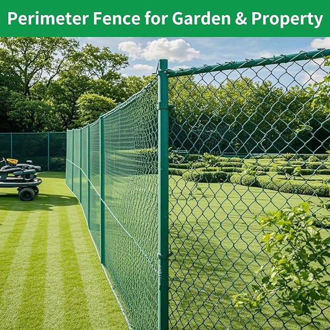 Amagabeli PVC Green Vinyl Coated Galvanized Steel Chain Link Fence Fabric 36inch x 82ft 13Gauge Diamond Mesh Wire Fencing Roll for Residential Commercial Property Protection Security Athletic Field