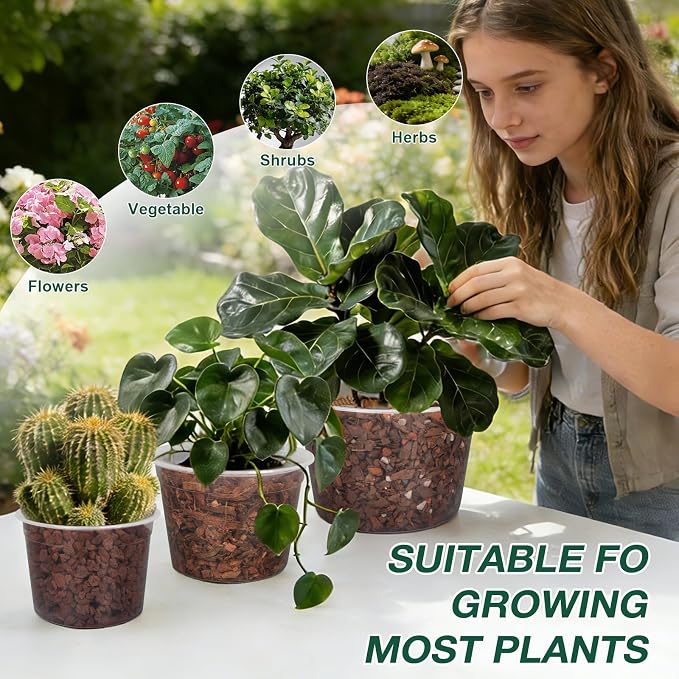 12 Inch Clear Nursery Pots with Drainage Holes, 4 Pack Flexible Large Plant Pots for Plants, Plastic Clear Nursery Pots for Seedling, Shrubs, Herbs, Flowers, Vegetables