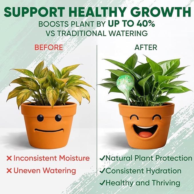 Plant Watering Globes Set of 4 - Small Self Watering Globes for Indoor & Outdoor Plants - Multicolored, Automatic, Glass Watering Bulbs for Daily Use, Plant Watering Devices