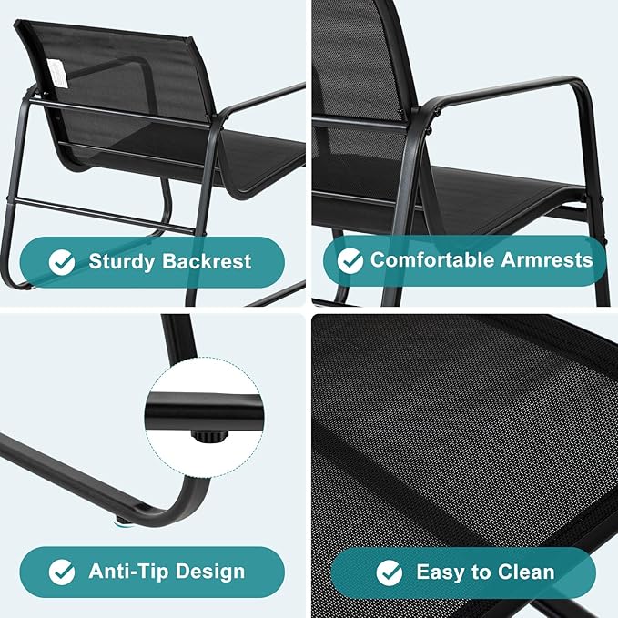 DUMOS 3 Piece Patio Furniture Set，Outdoor Patio Furniture Set with Table, Patio Sectional Bistro Sets for Lawn, Garden, Balcony, Poolside