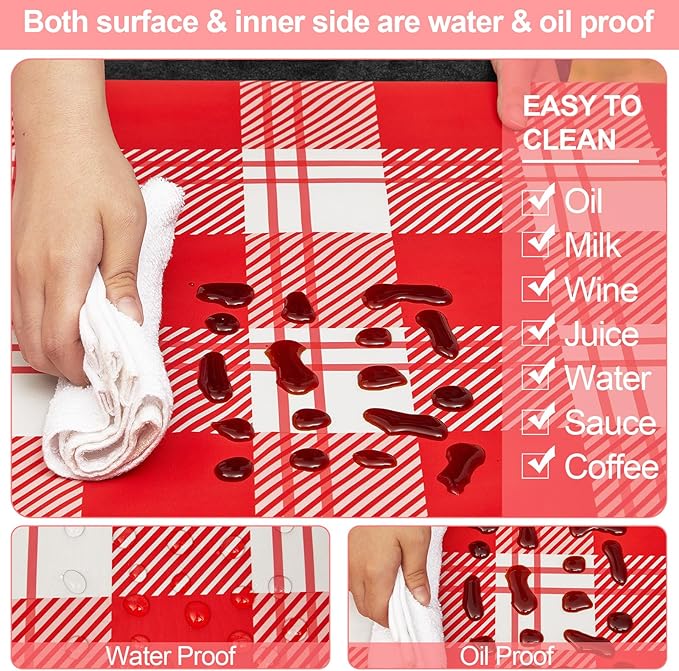 Play Tailor Picnic Table Cover with Bench Covers Camping Essentials Waterproof Windproof Camping Tablecloth with Drawstring Bag, Fitted Rectangle Tables and Seats, 72in, Red Checkered