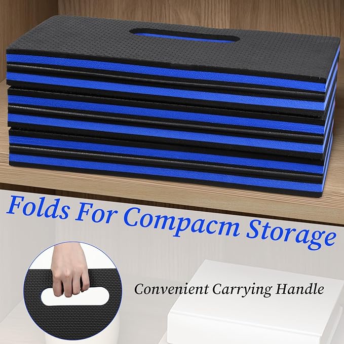 Ptwola Foldable EVA Mat with Carrying Handle, 2.5cm Thick Foam Cushion Kneeling Pad High Density Water Resistant Anti Slip Knee Mat for Workout Exercise Mechanic Garages Picnics Gardening Camping Gym