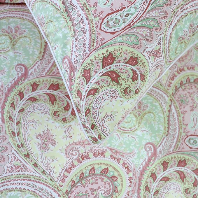 FADFAY 4 Piece Pink Paisley Bed Sheet Set Luxury Bedding Sets Designer Bedding Collections 800 Thread Count 100% Egyptian Cotton Deep Pocket-California King Size