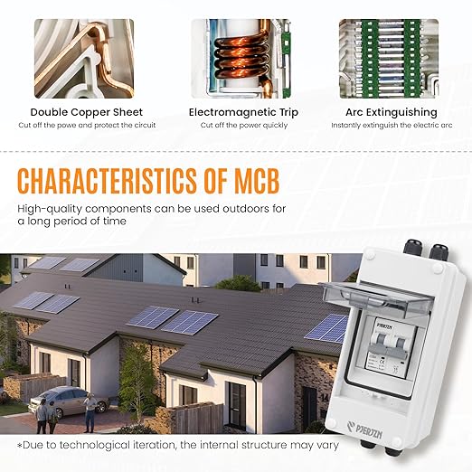 Solar Panels Disconnect Switch 25A 1000VDC PV Shut Off Switch Outdoor Circuit Breaker Box IP65 Waterproof UV-Proof