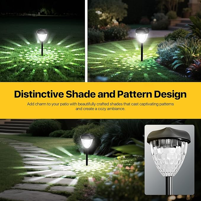 Ensenior Solar Pathway Lights Outdoor - 14.17" Height, 6500K LED Landscape Garden Lights, IP65 Waterproof, Tool-Free Auto ON/Off for Garden Yard Patio Walkway Landscape, 12-Pack