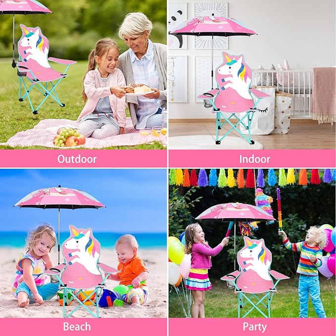 KABOER Kids Outdoor Folding Lawn and Camping Chair with Cup Holder and Carrying Bag, Children's Camping Chairs