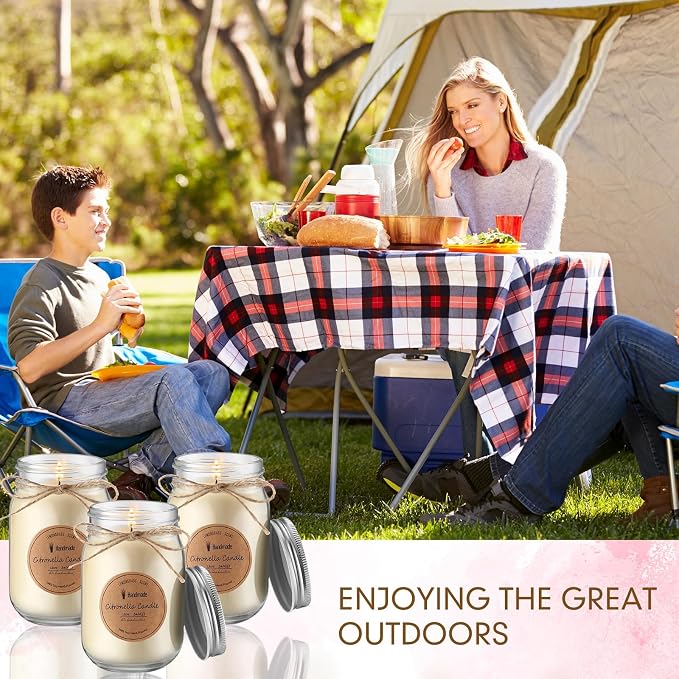 MTLEE 12 Pcs Citronella Candles Outdoor 12 oz Citronella Scented Jar Candles Decorative with Silver Lid for Outdoor Patio Deck Backyard Camping
