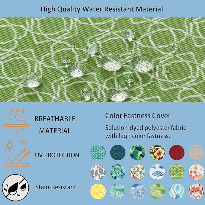 COZYVIDA Outdoor Chair Cushions Set of 4, 20"x20" Square Seat Pads with Tie Straps and YKK Zippers, 30D High-Density Foam, Water-Resistant Fabric,UV-Resistant 1000+ Hrs