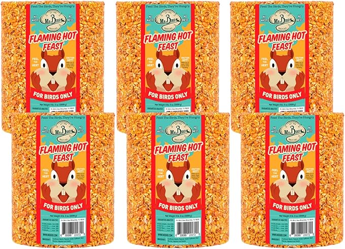 6-Pack of Mr. Bird Flaming Hot Feast Large Wild Bird Seed Cylinder 4 lb. 3 oz.
