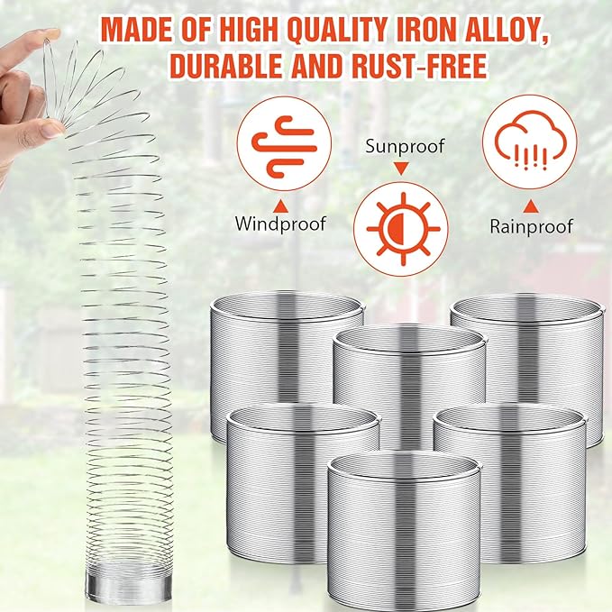 Qualirey 6 Pcs Metal Squirrel Baffle Squirrel Proof Spring for Bird Feeders Spring Coil Guard Protects Hanging Bird Feeders for Outdoor (Silver)