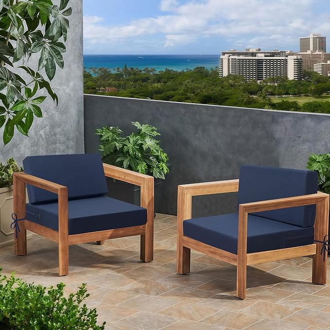 idee-home Outdoor Chair Cushions for Patio Furniture, Outdoor Seat Cushion | Waterproof Couch Hampton Bay Deep Seat Replacement Chair Cushions for Garden Backyard Deck 26.5 x 26.5