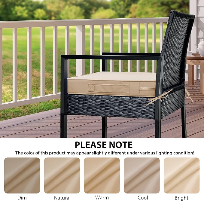 IPYNBAP Outdoor Chair Cushions Set of 4 -Waterproof Outdoor Seat Cushions for Patio Furniture, Patio Chair Cushion with Handle and Ties, Out Door Chair Pads,17x16x2-Square,Beige