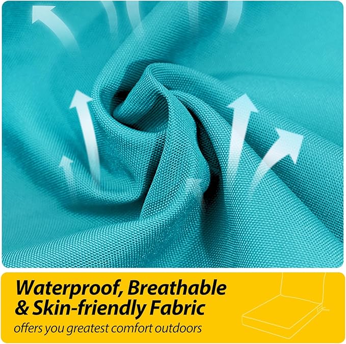 AAAAAcessories Outdoor Seat Cushions for Chairs, Fade-Resistant, Waterproof Patio Furniture Replacement Cushions, 25.5" x 25.5" x 5" + 25.5" x 19", Turquoise Blue
