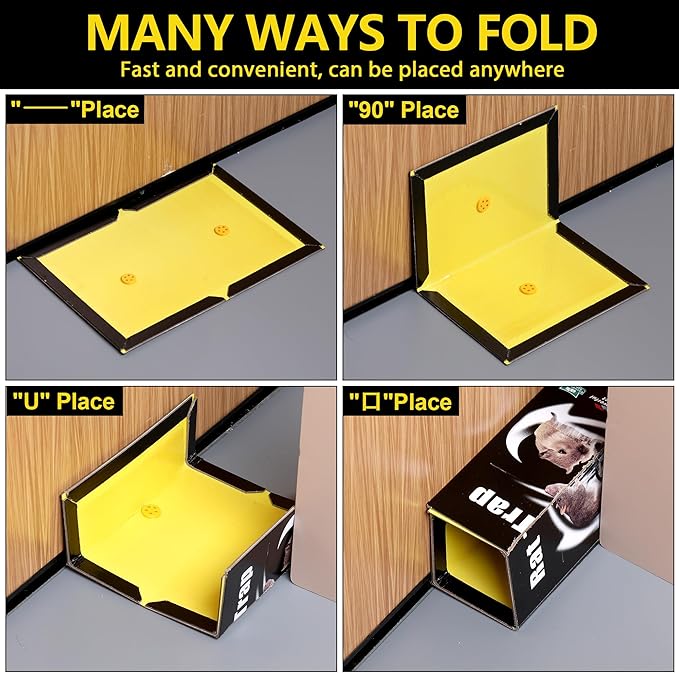 12 Pack Sticky Mouse Traps, Sticky Traps for Rats Mice Rodents Snakes No Touch Indoor Mouse Traps for Home Kitchen Garage Attic Basements, Easy to Set, Black