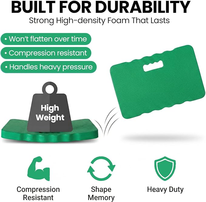 Extra Thick Foam Kneeling Pad for Gardening and Exercise Soft Comfortable Knee Cushion Mat for Floor Work Yard Tasks and Home, Set of 2 Large Green