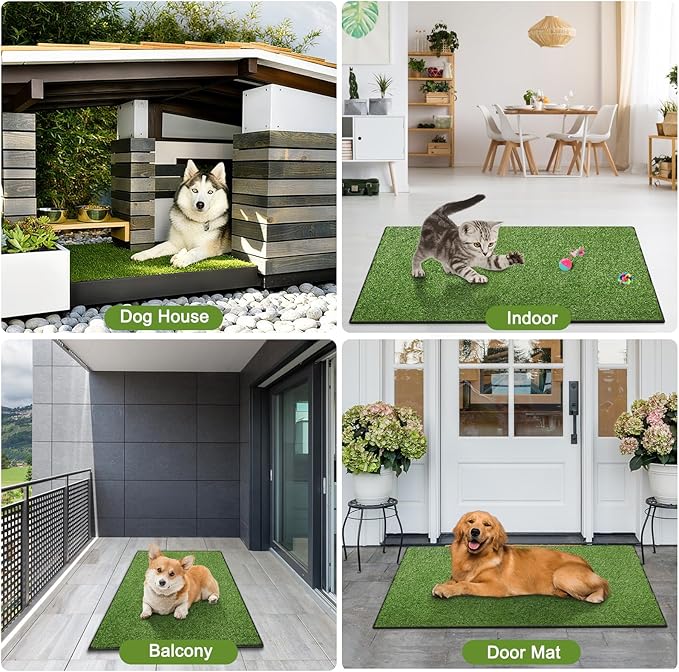 Artificial Grass for Dogs Potty, Reusable Pet Training Mat for Home and Travel, Washable Hemmed Edge Grass Pee Pad with Drainage Holes, Easy to Clean (31"x51")