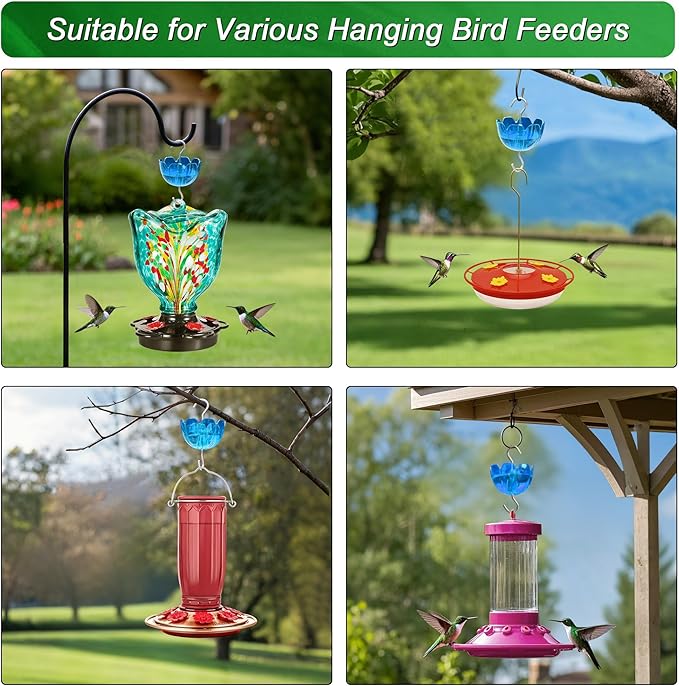 6-Pack Ant Moat for Hummingbird Feeders, Large Capacity Petal-Shaped Ant Guard, Outdoor Ant-Proof Hanging Feeder Accessories, Twist & Clean with Level Window (6 Set)