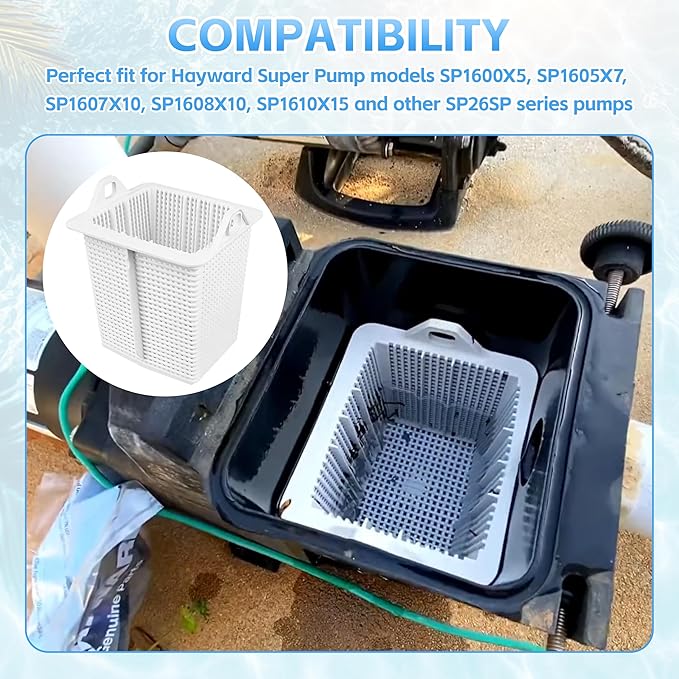SPX1600M Skimmer Basket Fit for Hayward Super Pump Pool Strainer Basket Compatible with SP2607X10 SP2615X20XE SP1615X20 Inground Pool Pump