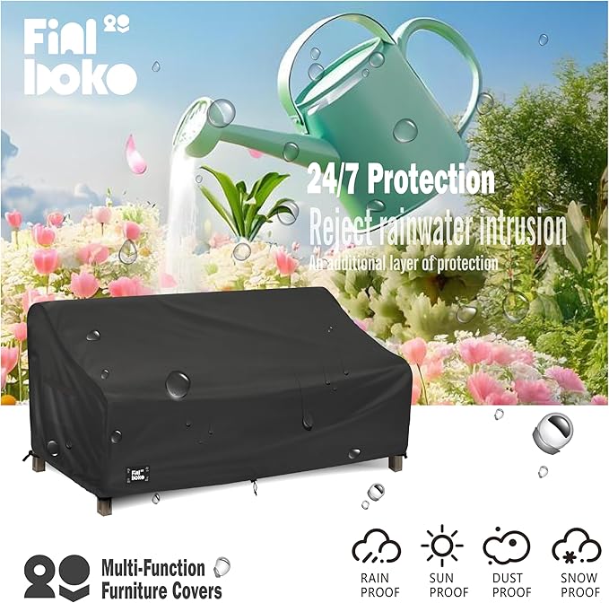 2-Seater Outdoor Couch Cover,60" Wx38 Dx35 H Patio Loveseat Cover,100% Waterproof Heavy Duty Patio Sofa Covers,Patio Furniture Covers,Black