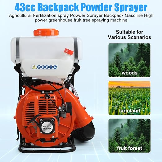 43cc Gas Powered Mosquito Fogger, Backpack Cold Fogger Sprayer 20L Tank Insect Control Sprayer, 39ft Spray Range Pest Control Fogging Machine for Farm Orchard Garden Yard Outdoor Use (Orange)