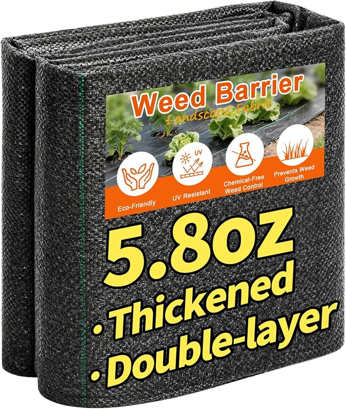 AMAGABELI 5.8oz 3ft x 50ft Weed Barrier Landscape Fabric Double Layer Garden Cloth Heavy Duty Weed Control Blocker Mat Gardening Ground Cover Durable Woven Geotextile Fabric Driveway Underlayment