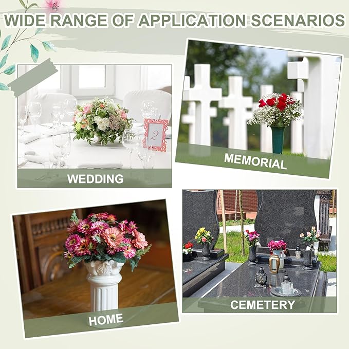 Chunful 4 Pieces Floral Foam Vase Insert 3. 25 x 6 Inch Cemetery Vase Inserts Recycled Floral Foam Cemetery vases for Grave Artificial Flowers Home Florist Headstone Decoration Flower Arrangements