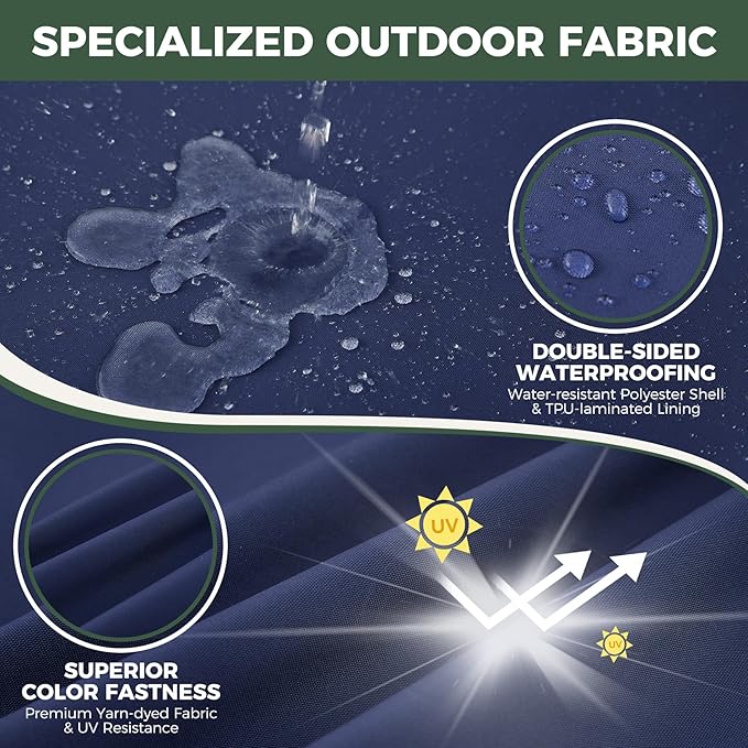 Outdoor Cushions for Patio Furniture, Outdoor Seat Cushion Set 24 x 24 x 4 Inch, Waterproof & Fade Resistant Outdoor Chair Cushions, Deep Seat Patio Cushion with Removable Cover, Navy Blue