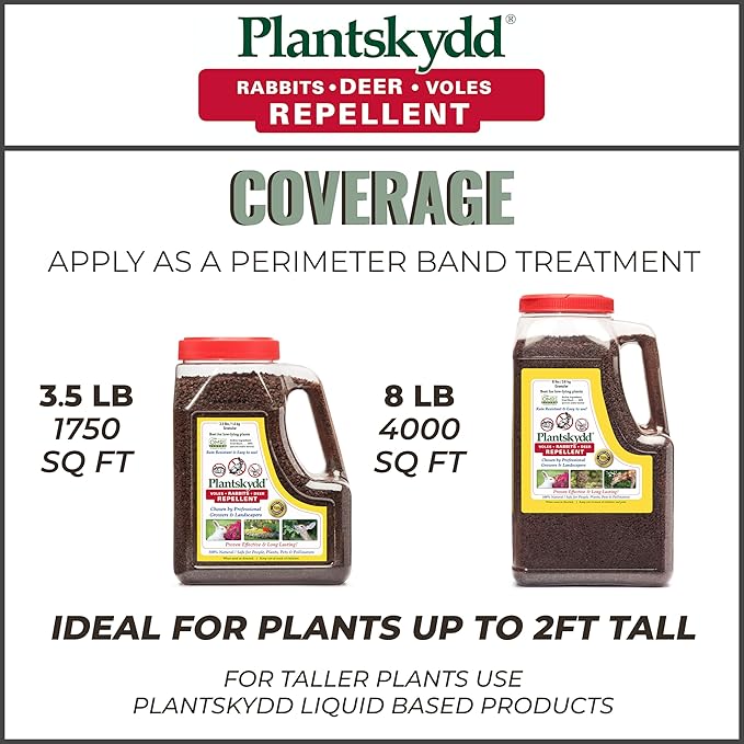 Plantskydd Animal Repellent - Repels Deer, Rabbits, Elk, Moose, Hares, Voles, Squirrels, Chipmunks and Other Herbivores; 3.5 LB Granular Shaker Jug (PS-VRD-3)