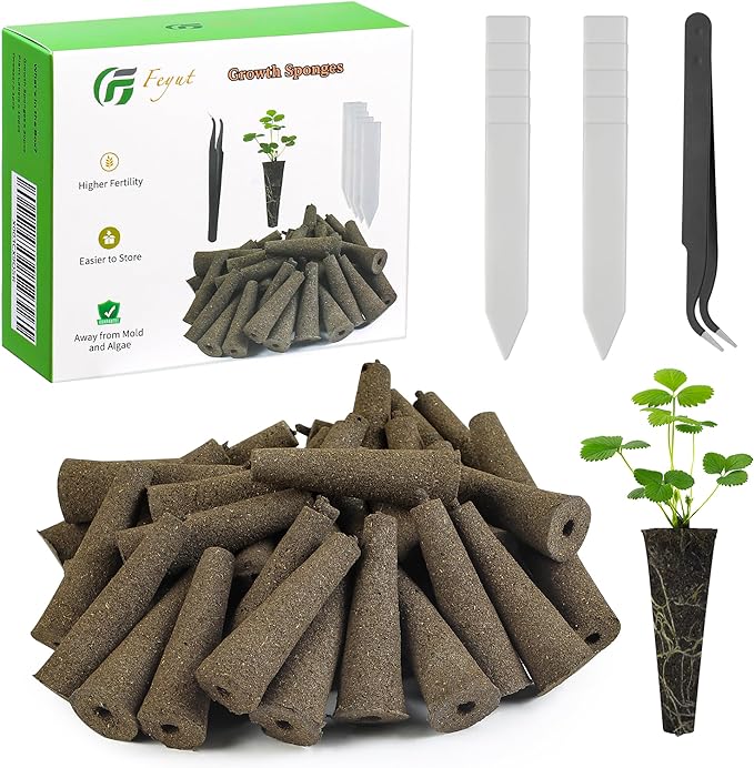 30 Pack Grow Sponges, Replacement Root Growth Sponges Seed Pods Compatible with AeroGarden, Seedling Starter Kit for Hydroponic Indoor Garden System