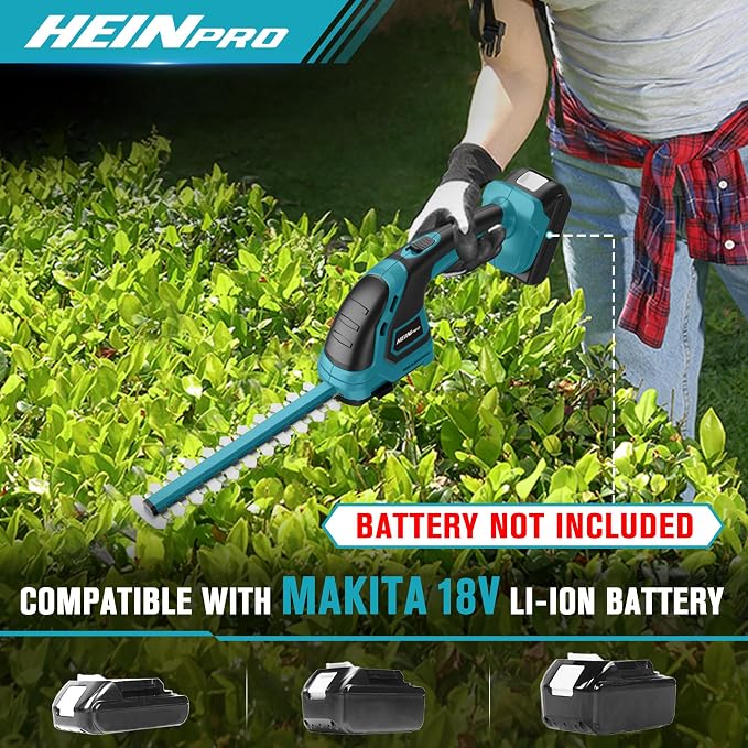 HEINPRO Cordless Hedge Trimmer Compatible with Makita 18V Battery (Battery not Included), Electric Hedge Trimmer Cordless, Bush Trimmers Grass Shears Handheld, Shrub Trimmers for Yard, Garden
